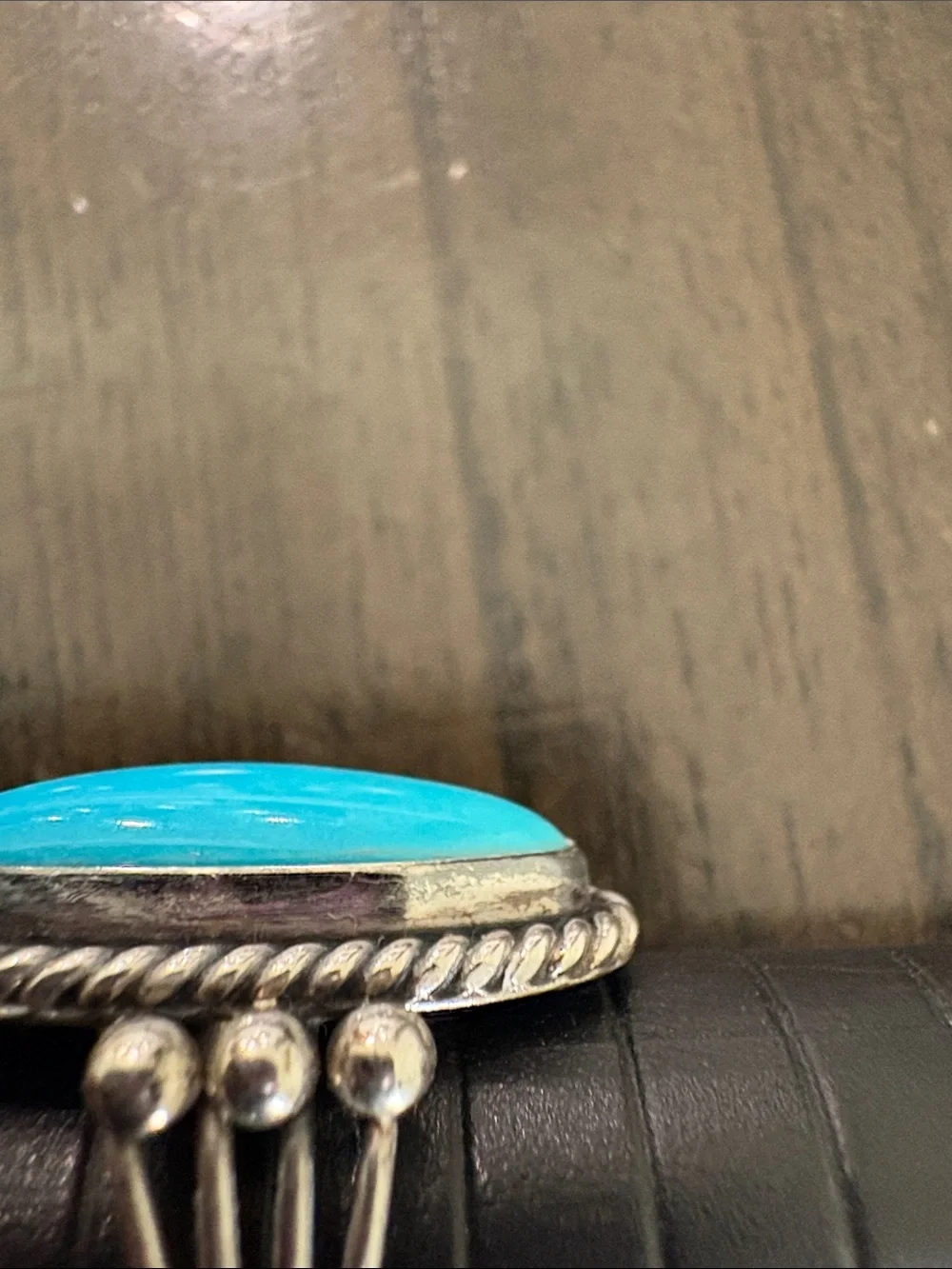 Vintage Sterling Silver Turquoise Oval Statement Ring - Blue
